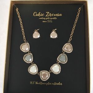 Cubic Zirconia Necklace and Earrings